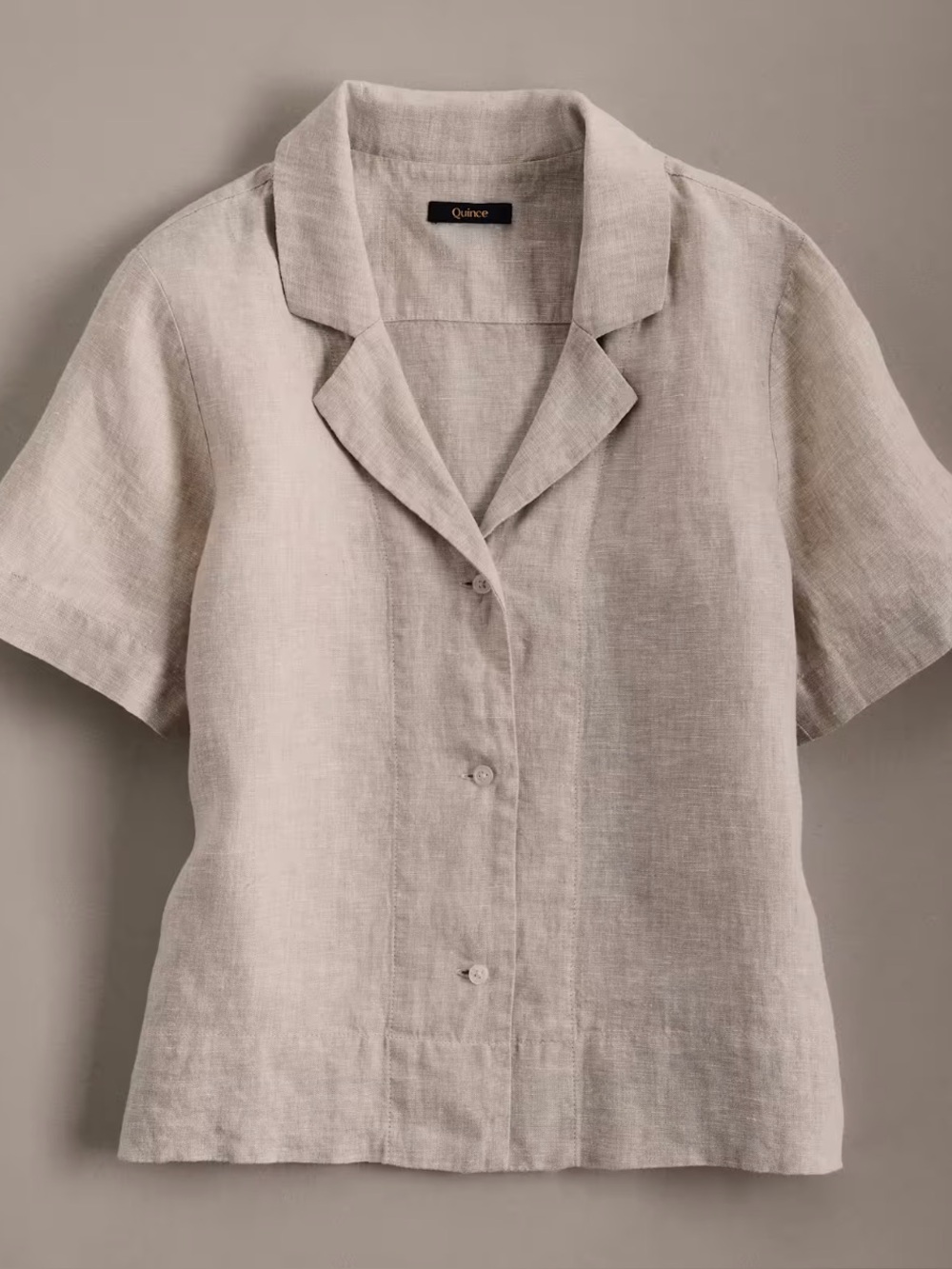 Quince 100% European Linen Short Sleeve Shirt in “flax”
